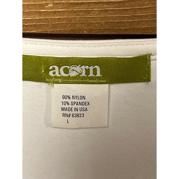 Acorn Women's White V-Neck Sleeveless Top L Nylon Spandex Sheer Thick‎ Layering - Picture 4 of 7